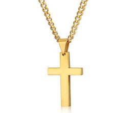 Mens Stainless Steel Cross Pendant Necklaces Party Supplies Men Religion Faith Crucifix Charm Titanium Steels Chain For Women Fash7253698