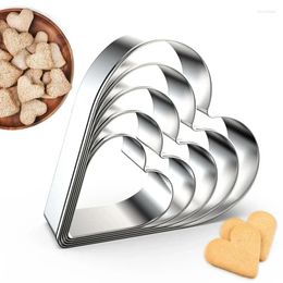 Baking Moulds Stainless Steel Love Cookie Cutter Set Heart Shaped Fondant Bread Biscuit Molds For Valentines Day Gifts Cake Decor Tools