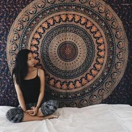 Tapestries 2024 Polyester Mandala Print Tapestry Wall Hanging Yoga Beach Mat Blanket Large Sleeping Art