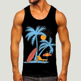Men's Tank Tops Men Fashion Spring Summer Casual Sleeveless O Neck Printed Blouse Print Outdoor Beach Leisure Muscle