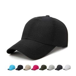 Ball Caps 2024 New Summer Mens Quick Dried Net Baseball Hat with Snap Button Sun Hat Bones Breathable Hat Adjustable Outdoor Hat