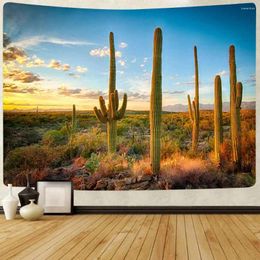 Tapestries Tapestry Aesthetics Desert Cactus Sunflower Forest Mushroom Plant Art Wall Home Decoration