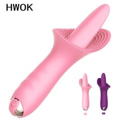 HWOK Tongue Lick Dildo Vibrators for Women Oral Massage G Point Clit Female Adult Sex Toy Stimulator Vagina Erotic Masturbator Y197951120