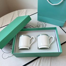 Mugs European Classic Blue Bone China Ceramic Cup Mug Coffee To Gift Box Wedding