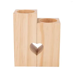 Candle Holders 2pcs Wooden Tea Light Holder Party Romantic Home Decor Heart Shape Wedding Family Centrepiece Restaurant Dining Table Gift