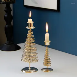 Candle Holders European Fashion And Durable Holder Metal Pine Christmas Tree Shape Thin Home Desktop Decoration