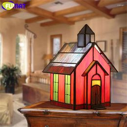 Table Lamps Tiffany Stained Glass Lamp Retro Small House Desk Study El Creative Art Decor Light Bedside LED Night