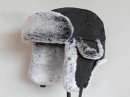 Winter bomber hat For Men faux fur russian hat ushanka Thick Warm cap with ear flaps Y2001104390357