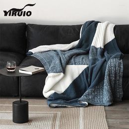 Blankets YIRUIO Winter Warm Texture Plaid Sherpa Blanket Knitted Pattern Design Fluffy Soft Double Bed Quilt Bedspread 200 230cm