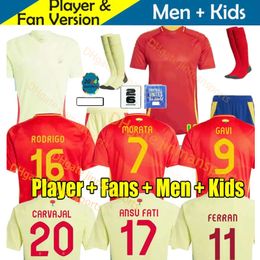 2024 2025 EURO Soccer Jerseys PEDRI GAVI LAMINE YAMAL MORATA Carvajal OLMO ASENSIO FERRAN RODRIGO Cucurella 24 25 SPANISH Men Kid Kit Football Shirt Fan Player