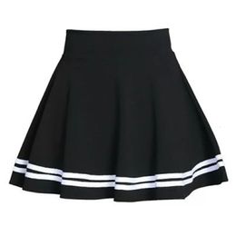 Summer 2024 Women Skirt Elastic Faldas Ladies Midi Skirts Pleated Black Sexy Stripe Girl Mini Short School saia feminina 240508