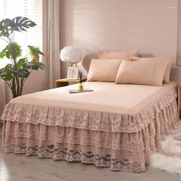 Bed Skirt Solid Princess Wind Single Piece One Set Three Sheet Lace Pattern Protector