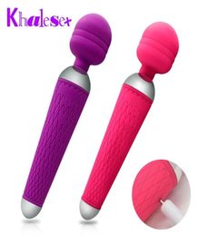 Khalesex Powerful oral clit Vibrators for Women USB Charge AV Magic Wand Vibrator Massager Adult Sex Toys for Woman Masturbator Y22702368
