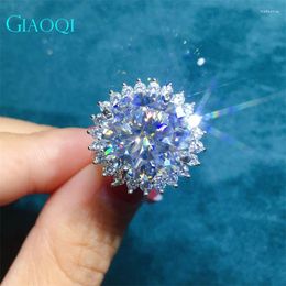 Cluster Rings GIAOQI Genuine 925 Sterling Silver 10 Pass Diamond D Colour Moissanite Snowflake Ring Female Princess Jewellery