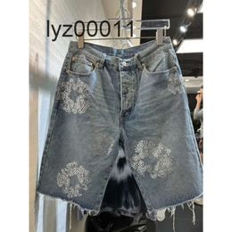 Flower jeans 2024 Mens luxury designer Mens shorts Jeans Men Jean flower Diamond Denim shortpants Slim Mens jeans street Hip hop I35R