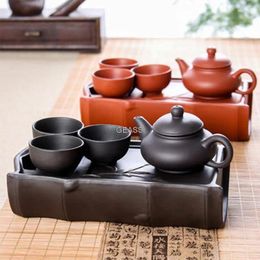 Teaware Sets LIZAOTAO Complete Set Of Purple Sand Tea Modern Household Simple Ceramic Tray Teapot Cup