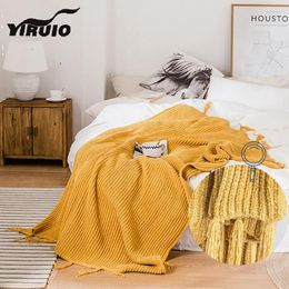 Blankets YIRUIO Design Mossstitch Blanket Chic Kawaii Fringes Decorative Tapestry Soft Warm Sofa Bed Lesiure