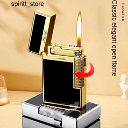 Lighters Metal windproof cigars cigar lighters jet torch gas two flames unusual cigarette lighters mens accessories butane small tools S24513