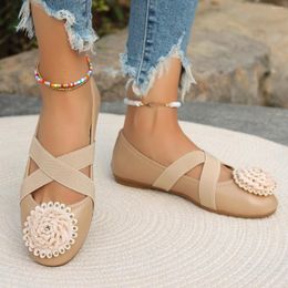 Casual Shoes Summer Round Toe Shallow Mouth Flat Bottom Ballet For Women Cross Strap Flats Mocasines De Mujer Chaussure Femme