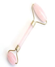 Natural Rolling Chakra Rose Quartz crafts Carving Reiki Crystal Healing Scraping Beauty Roller Facial Massage Stick Alloy Gold Pla8418861