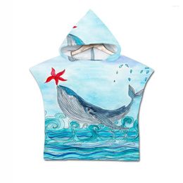 Towel 3D Children Marine Animal World Hooded Cloak Beach Cartoon Printed Microfiber Baby Boys Girls Kids Swimming Bath