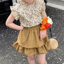 Clothing Sets 2PC Kids Girls' Suit Summer 2024 Children's Dress Baby Girl Top Skirt Two-Piece Set