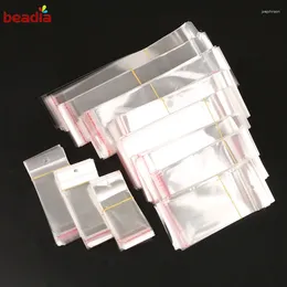 Jewellery Pouches Transparent Clear 100pcs Small Hole Baggies Gift Candy Packing Bags Self-Adhesive Plastic Storage Bag Packaging