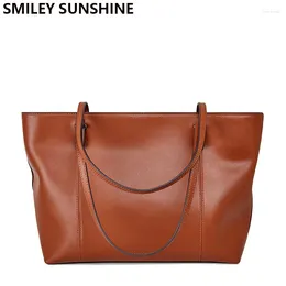 Shoulder Bags High Capacity Real Genuine Leather Women 2024 Designer Handbag Quality Ladies Tote Hand Bag