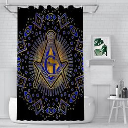 Shower Curtains Freemasonry Symbol Square Compasses Freemason Waterproof Fabric Funny Bathroom Decor With Hooks Home Accessories