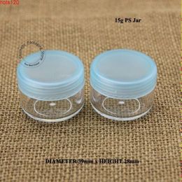50pcs/Lot Promotion Plastic15g Cream Jar Blue Lid Empty PS 15ml Women Cosmetic Container Small Facial Vial Eyeshadow Pothood qty Ftpul Uaahc
