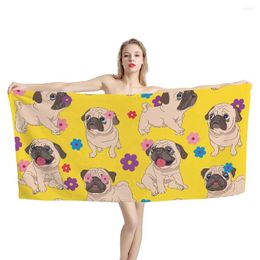 Towel Large Cotton Bath Towels For And Sauna Cute Cartoon Pug Bathroom Women Custom Soft Fashion Beach 2024