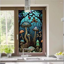 Window Stickers Stained Glass Film Mushroom Pattern Static Cling Decorative Tinting For Home