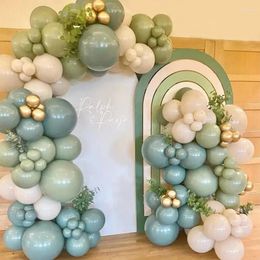 Party Decoration 125pcs Dusty Green Blue Balloon Garland Arch Kit Sand White Beige Balloons For Boho Baby Bridal Shower 1st Decorations