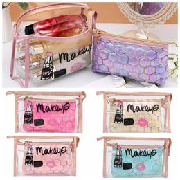 Storage Bags 2pcs/set Home Portable Soccer Grain Lines Pvc Organise Cosmetic Bag Make Up