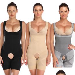 Women'S Shapers Womens Shapewear Women Fl Body Shaper Slimming Bodysuit Open Crotch Corset Waist Trainer Sha Underwear Postpartum Re Dhpiu