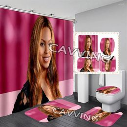 Shower Curtains Beyonce 3D Waterproof Bathroom Curtain Anti-slip Bath Mat Set Toilet Rugs Carpet Home Decor H03