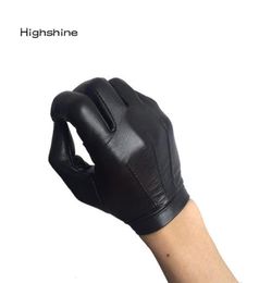 Highshine Unlined Wrist Button One Whole Piece of Sheep Leather Touch Screen Winter Gloves for Men Black and brown 2112232290202
