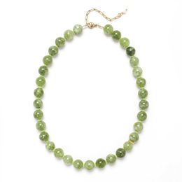 Beaded Necklaces ZMZY Olive Green Agate Beads Short Necklace Design Charm Necklace d240514