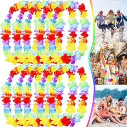 Decorative Flowers 10pcs Hawaiian Luau Party Decorations Tropical Flower Garlands Multi Colored Banner For Summer Beach Birthday Supplies