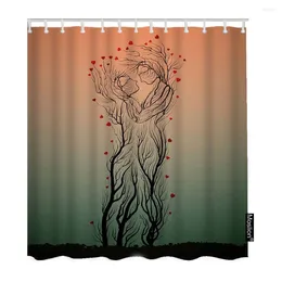 Shower Curtains Two Trees Like Man And Woman Hug Each Other Love Heart Abstract Art Nature Funny Curtain