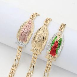 Charm Bracelets Luck Fashion Oro Laminado Guadalupe Pulseras De Mujer Virgin Mary Pendant Jewellery Bracelet 18k Gold-plated Three-color