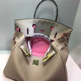 Grain Platinum Designer Bag Litchi Top Layer Cow Leather Simple Colour Contrast Women's Handbag Fashion Leather Women's Shoulder 9UCL