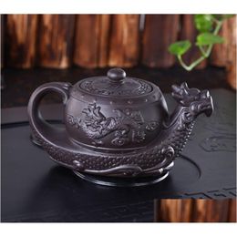 Water Bottles S Chinese Yixing Purple Clay Teapot Raditional Dragon Tea Pot Big Capacity Handmade Set Kettle Kung Fu Drop Delivery H Dho1G