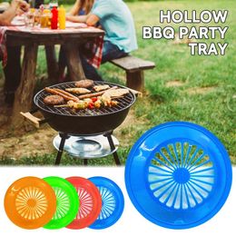 Disposable Dinnerware Plate Paper Holder Plastic Economic Bbq Assesories For Outdoor Picnic Trays Colourful Churrasco Tray Hollow