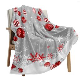Blankets Christmas Red Ball Snowflakes Throw Blanket Soft Plush Warm Sofa Holiday Gifts
