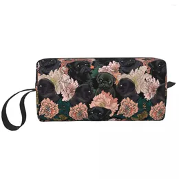 Cosmetic Bags Because Black Pug Makeup Bag Organizer Storage Dopp Kit Toiletry For Women Beauty Travel Pencil Case