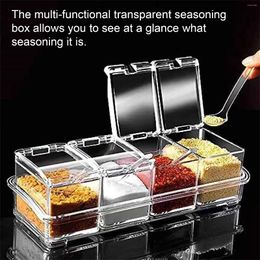 Storage Bottles 4In1 Seasoning Jars Kitchen Organiser Boxes Condiment Containers With Lids Spice Sugar Salt Accessories