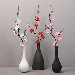 Decorative Flowers 60cm Artificial Plum Flower Branch Silk Elegant Fake For Wedding Home Living Room Decorations