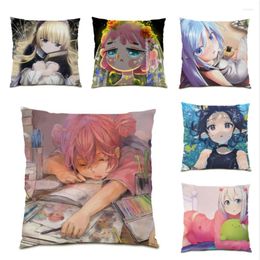 Pillow Lovely Decorative Cover Decoration Home Decor Anime Pattern Polyester Linen Velvet Fabric Covers E0665