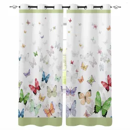 Curtain Butterfly Watercolor Animal Gradient Window Living Room Kitchen Panel Blackout Curtains For Bedroom